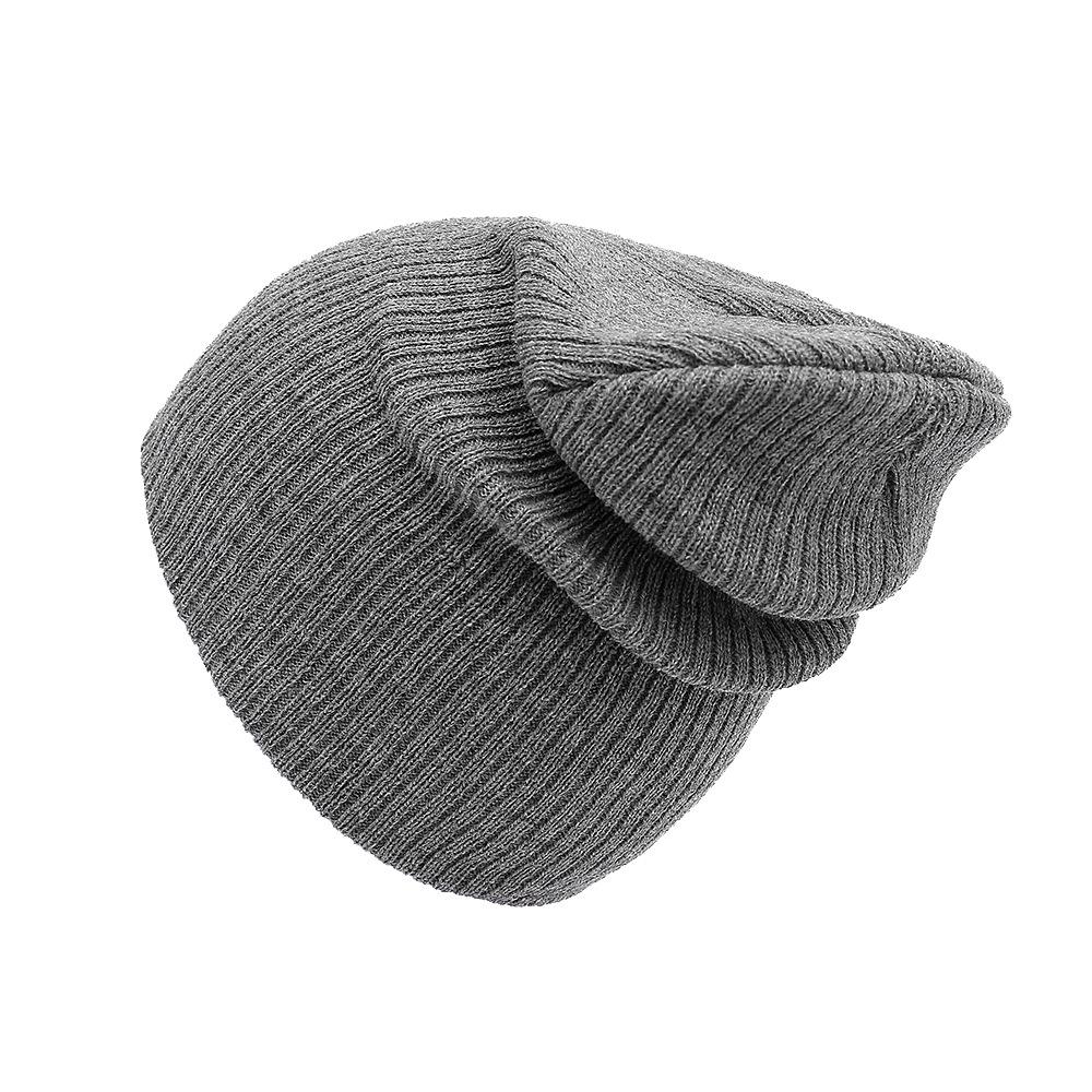 

Мужская женская вязаная шерстяная зимняя шапка-бини с напуском, кепка для скейтборда, один размер серый