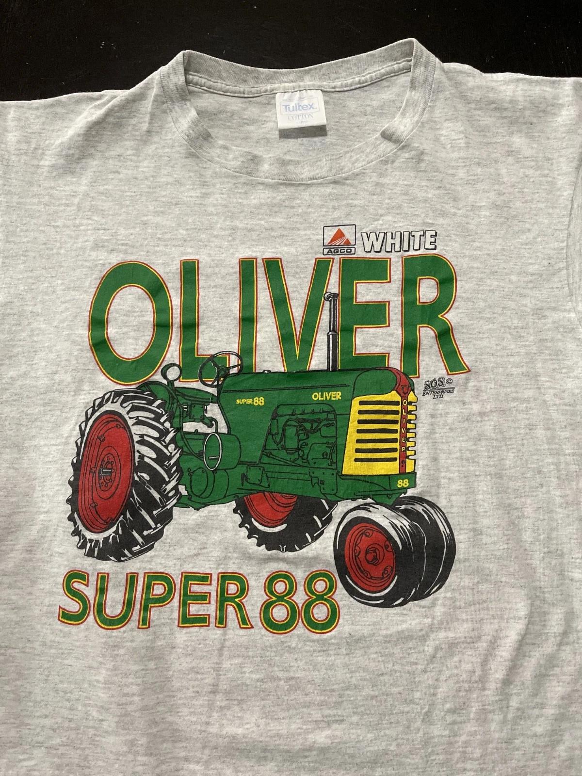 

Vintage Oliver Super 88 Tractor Farming 100% Cotton T-shirt Mens Tees Top, Gray, Size: Large 2XL