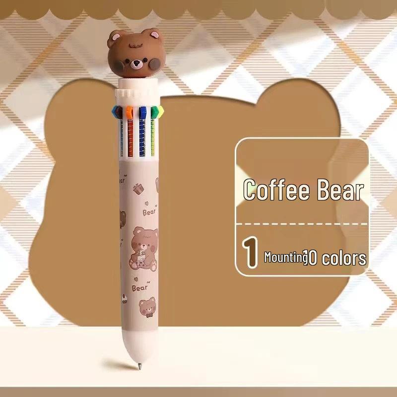 

12-Color Push-Button Gel Pen Set - Multicolor Cartoon Ballpoint and Marker for Students 0.5mm Bullet Nib