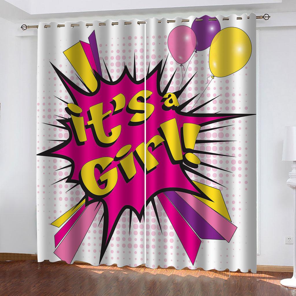 Window Curtain Alphanumeric 3D Print Blackout Curtains Living Room Bedroom Custom Size Kids Boys Men Adults Gift Drapes