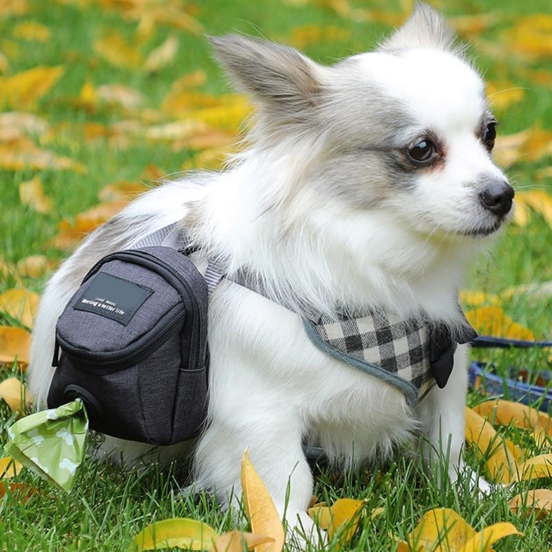 Oxford Fabric Pet Waste Bag Dispenser With Treat Pocket For Dog Convenient Clip On Design Outdoor Walking Essential