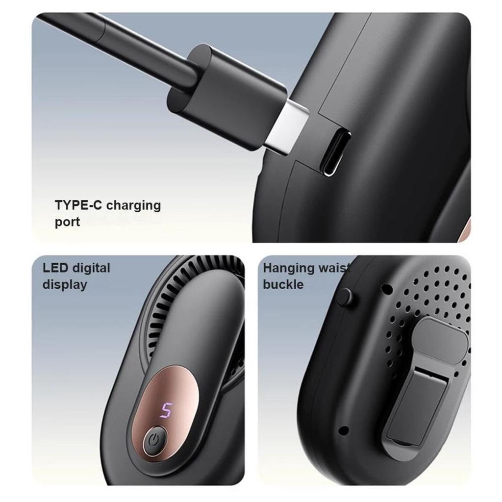 High-speed Waist-hanging Fan USB Portable Outdoor Construction Clip Waist Waist-hanging Charging Fan