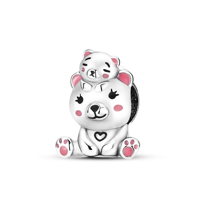 Pink Series Copper Infinity Love Mum Heart To Heart Dangle Beads Original Accessories Charm Bracelets Women Jewelry