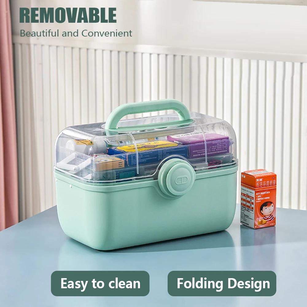 Medicine Storage Box First Aid Kit Storage Box 3 Tiers Plastic High Capacity MultiFunctional Portable Family Emergency Pill Case