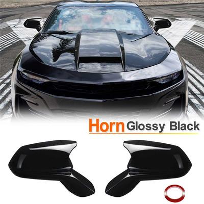 Lesklé černé kryty zpětných zrcátek ve stylu rohů pro Chevy Camaro SS RS ZL1 LT 2016-2021