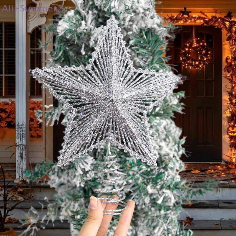 {Summer2} 2026 Natal Noel Glitter Christmas Tree Topper Iron Star Christmas Decor For Home Xmas Tree Ornaments Navidad New Year