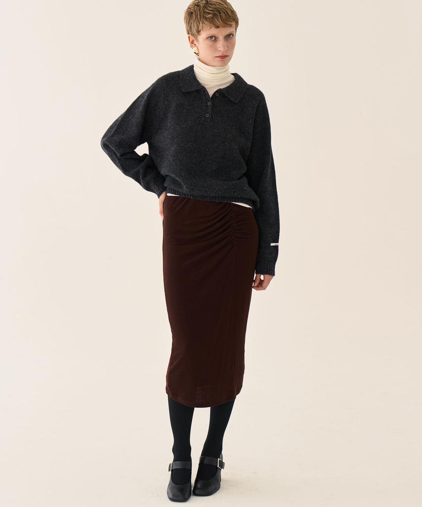 Grida J Wool Shirred Jersey Pencil Skirt _ Brown