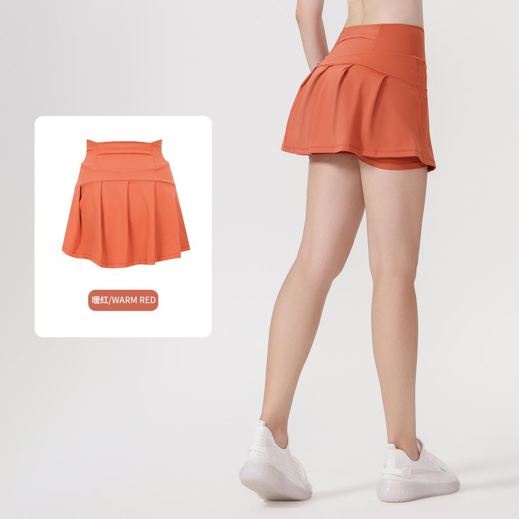() Sports Tennis Skirt Women'S Anti-Light Fitness Skirt Fake Two-Piece Yoga Quick-Drying Pleated Skirt Shorts