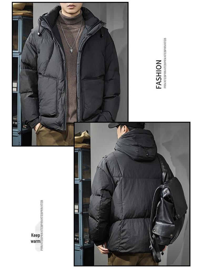 2025 Herren Trendige Weiße Entendaunen Winter Kapuzen Pufferjacke - Lockerer Schnitt, Übergröße