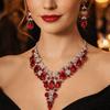 Rhinestone Crystal Necklace Earrings Shining Bridal Jewelry Set  Ball Banquet
