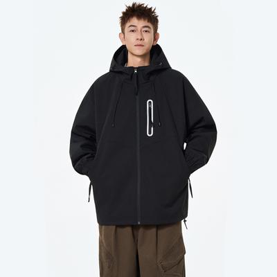 New Coat Hooded Jacket Outdoor Sportswear for Men and Women Casual Loose Mountain Climbing Trend Solid Color Joker.