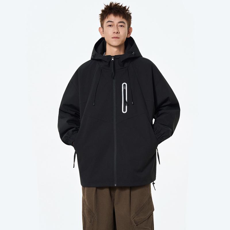 New Coat Hooded Jacket Outdoor Sportswear for Men and Women Casual Loose Mountain Climbing Trend Solid Color Joker.