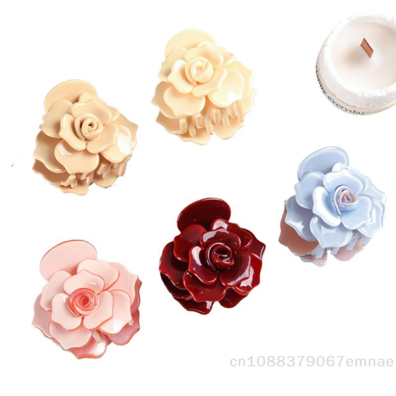 [ZYAS]Sweet Camellia Rose Acetate Hair Claw Flower Series Claw Clips INS Trendy Hair Clips For Women Girls Hair Accessories