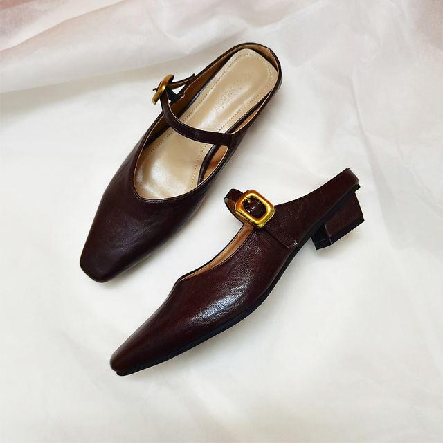 

Классические новые китайские ретро национальный стиль квадратный носок толстый каблук одинарные туфли женские летние с перемычкой Мэри Джейн туфли-лодочки 40 коричневый