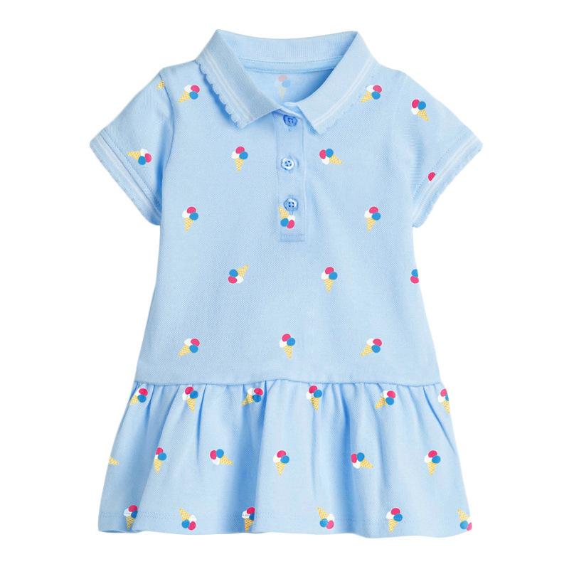 Girls Summer Short Sleeve Knit Polo Dress Cotton Casual Dress