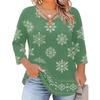 Blusa Floral Feminina Plus Size com Manga Três Quartos, Blusa Casual, Túnica de Corte Amplo para Primavera Verão, Uso Diário, Trabalho e Saídas
