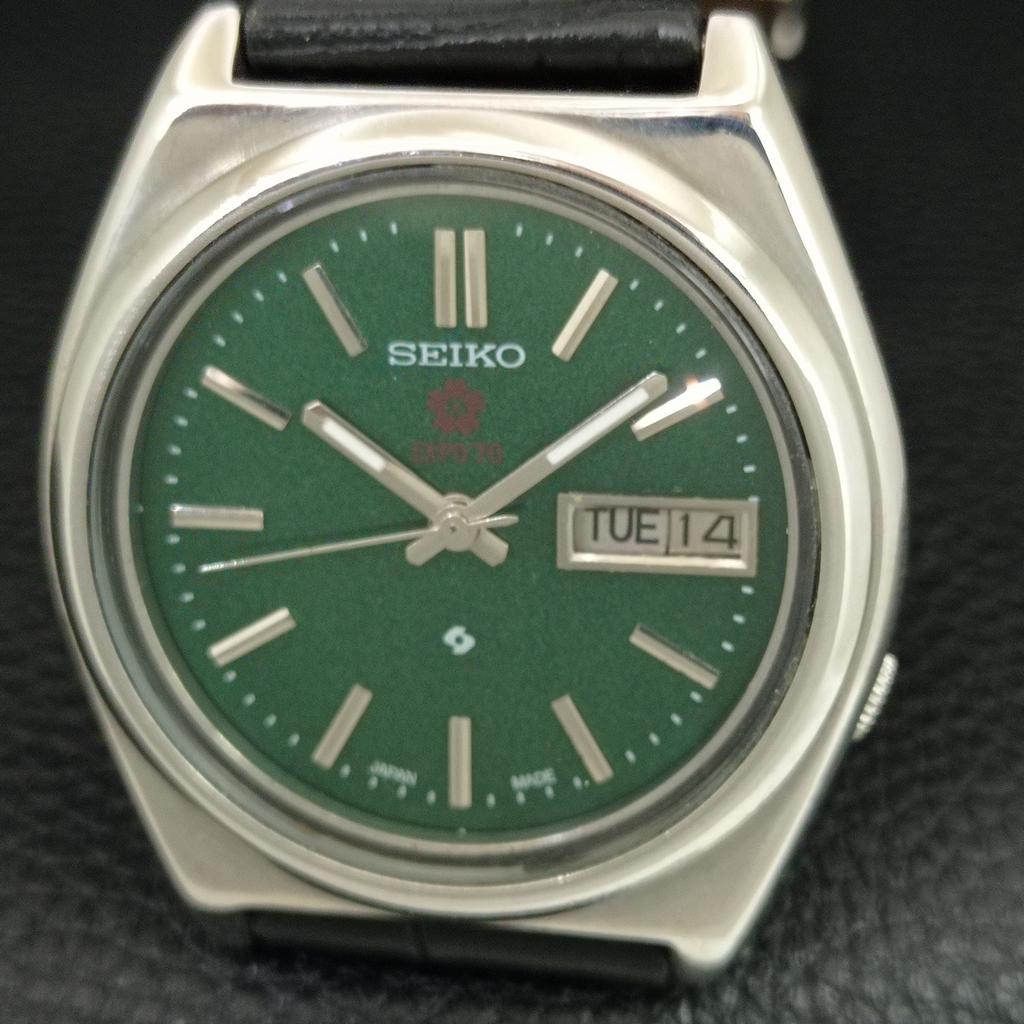 VINTAGE SEIKO EXPO 70 AUTOMATIC 7009A JAPAN MENS GREEN DIAL WATCH A708707-1