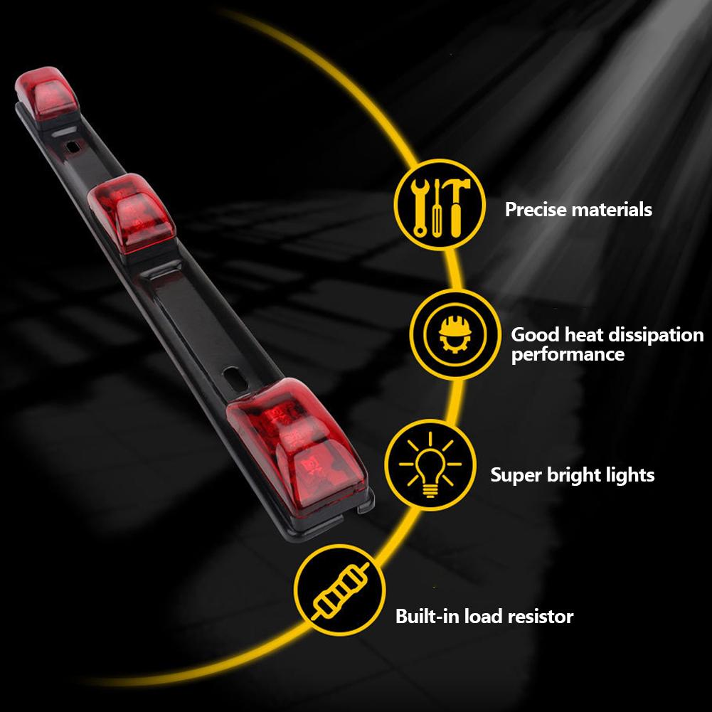 12V 15" 9LED Car Side Marker Signal Lamp Universal Warning Light Indicator Pickup Truck Rear Tail Light Bar Red Bracket Light