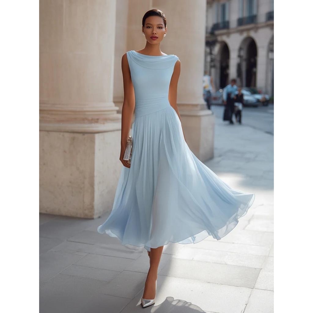 Elegant Vacation Party Cowl Neck Dress for Cross-border Export