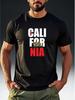 Men's California Bear & Lettering Print T-Shirt - Casual Short Sleeve Round Neck Summer Top with State Bear Logo & Lettered Design