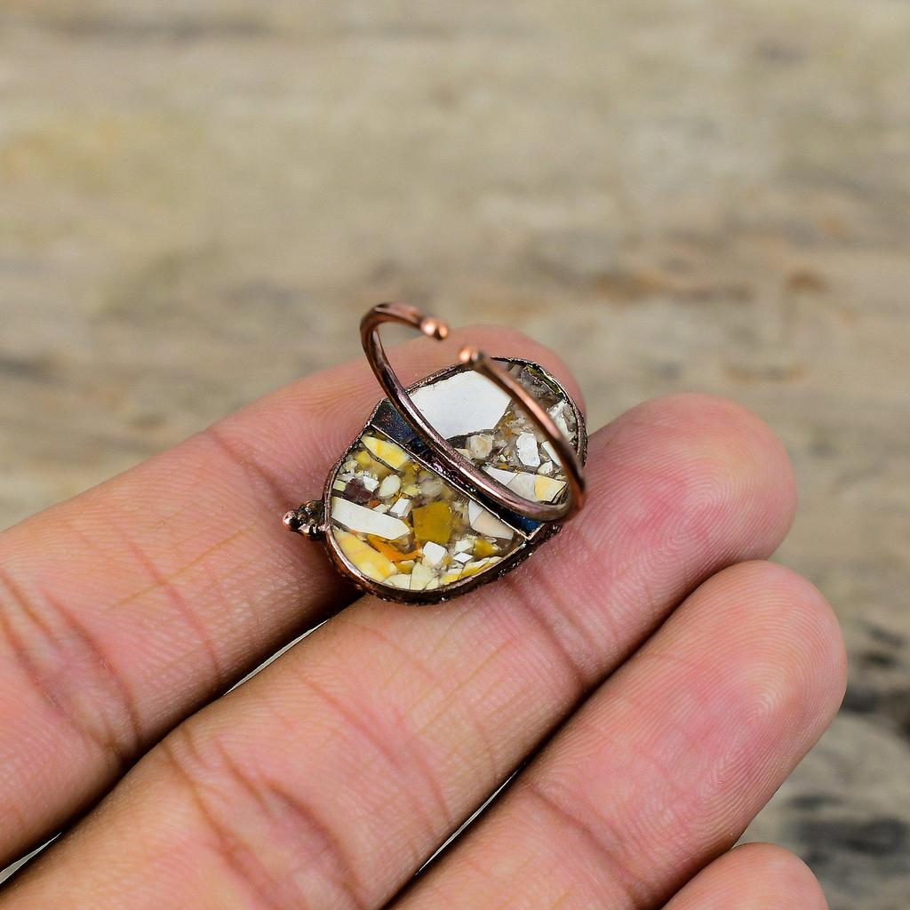 Brecciated Mookaite Ring Electroformed Copper Ring Adjustable Rings Handmade Gemstone Ring Very Pretty Electroformed Jewelry Engagement Gift