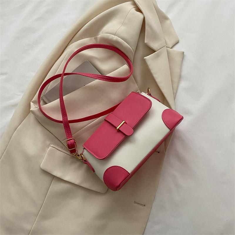 Fashionable Color Block Crossbody Bag For Women Stylish Pu Material Ideal For Casual Outings розовый