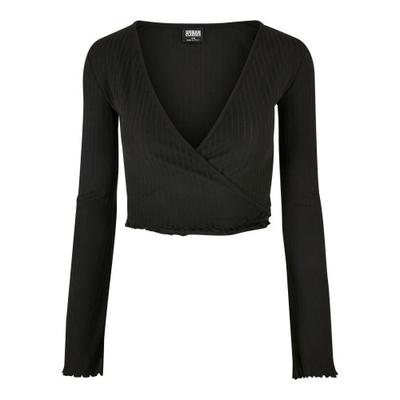 Urban Classics Womens/Ladies Ribbed Wrap Long-Sleeved Crop Top