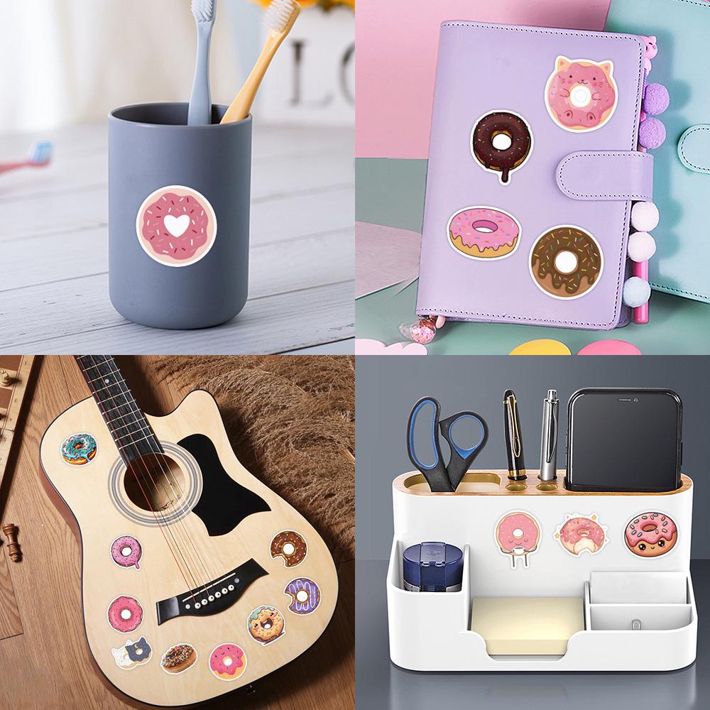 55-Piece Donut Cartoon Graffiti Stickers - Waterproof & Fun for Decoration