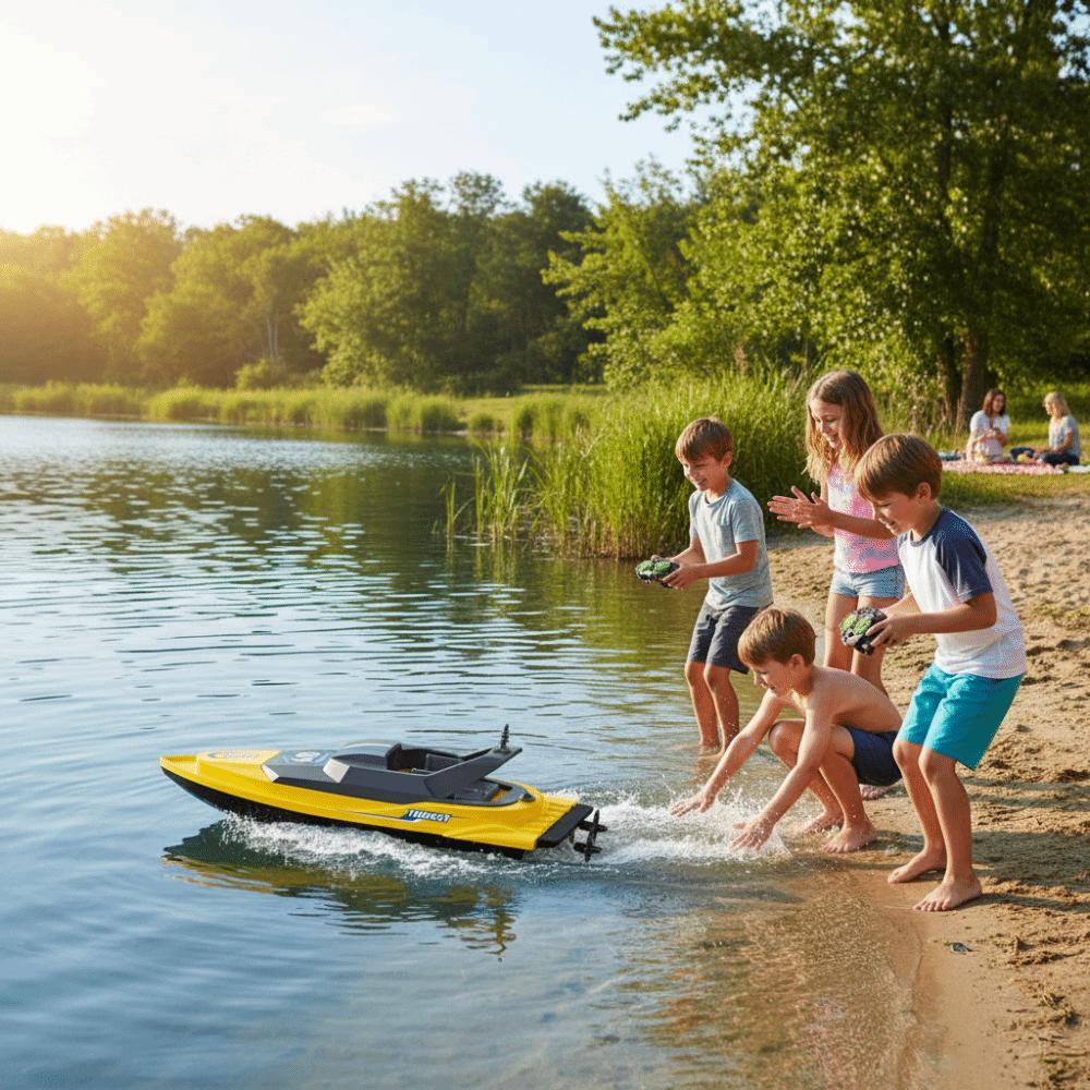 Dual Motor Electric Speedboat Waterproof Racing Boat Waterproof Toy Water Toy Lake