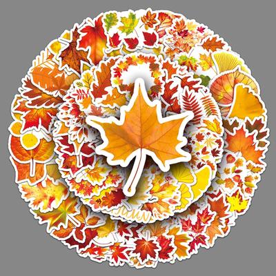 50 Autumn Leaves Personalized Cartoon Small Fresh Creative Fallen Leaves Decoration Computer Suitcase Mobile Phone Case Stickers