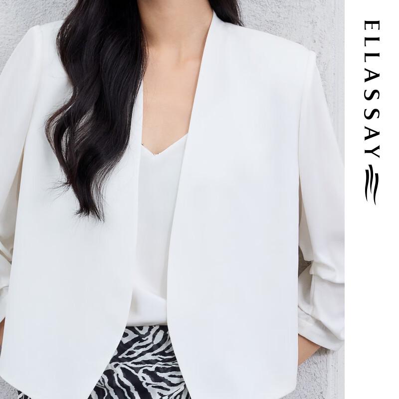 ELLASSAY Women's Silk Seven-Quarter Sleeve Blazer
