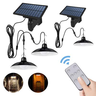 Dzielona lampa wisząca Solar Dual Head Outdoor Indoor Sufitowa lampa zdalnie sterowana Timer Garden LED IP65 Wodoodporny reflektor