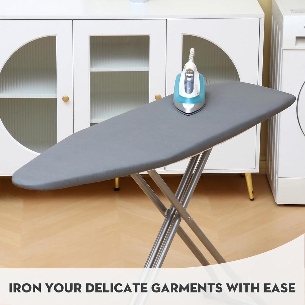 Potah a podložka na žehlicí prkno, standardní velikost 15x54 palců, potah na žehlicí prkno se 4 vrstvami s postříbřeným povrchem a elastickými okraji, extra silná výplň, snadné