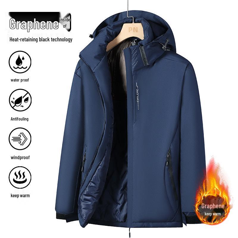 Men's Thickened Down Jacket: Windproof, Waterproof, Graphene-Enhanced, Warm Cotton Coat for Autumn and Winter