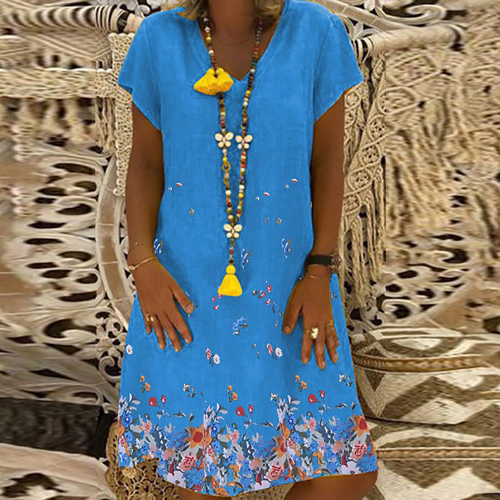 

Женское повседневное свободное платье с одуванчиками, модное, пляжный стиль, темпераментное платье L синий