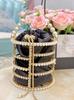 French Hollow Silk Satin Shiny Bleeding Water Diamond Vegetable Basket Banquet Pearl Bucket Clutch Messenger Bag