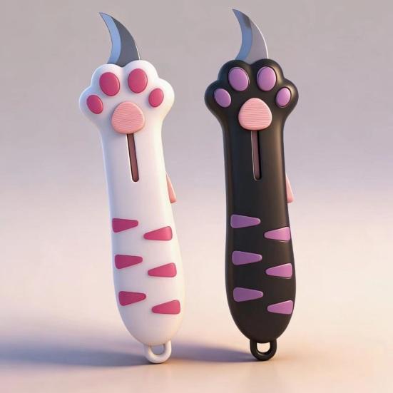 Cute Cat Paw Safety Knife Portable Letter Box Cutter Retractable for Carton Opener
