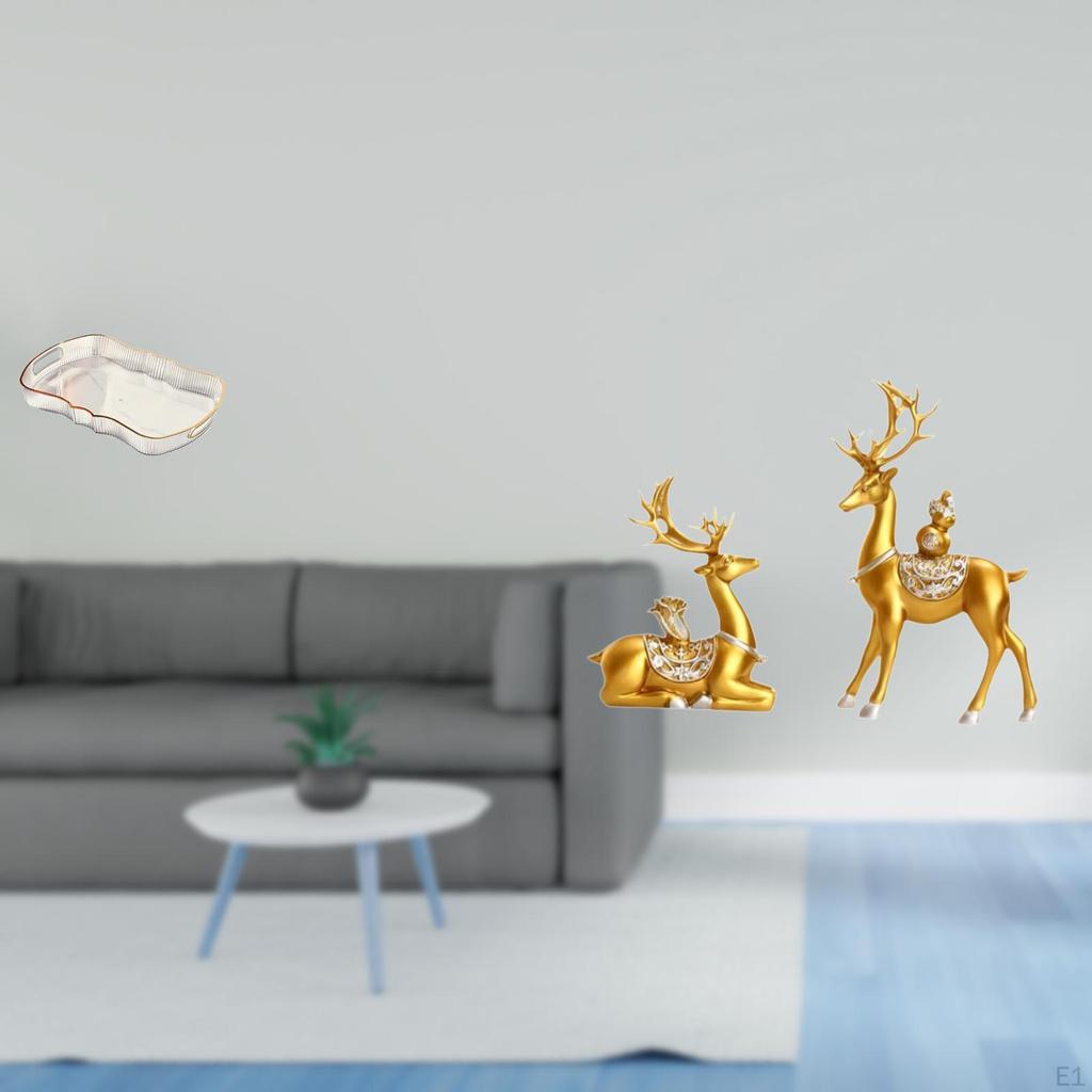 Elegant Vanity Food Tray with Deer Figurines Decorative Elk Sculptures for Bathroom Cafe Breakfast