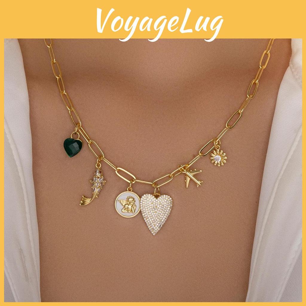 Love Heart Pendant Necklace In Alloy With Electroplating For Summer