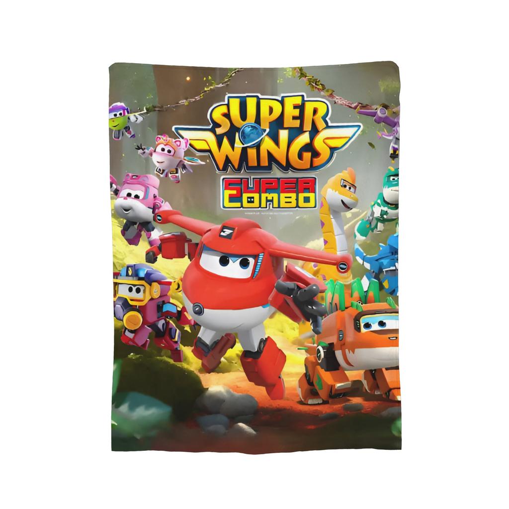 Super Wings Cartoon Flannel Blanket Car Robot Funny Throw Blanket for Sofa Bedding Lounge 150*125cm Rug Piece,