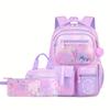 Girls 3Pcs School Backpack Set Sweet Cute Large Capacity Spine Protection Lightweight Children Primary Student Shoulder Bag