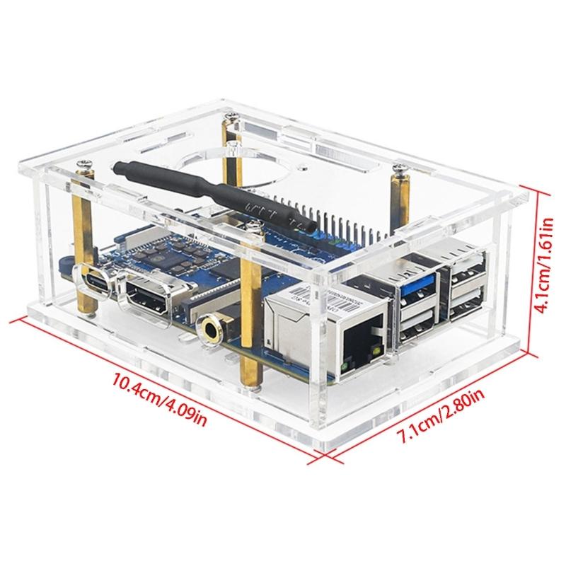 High Transparent Acrylic Enclosure for 4 Professional Development Board Industrial Protective Box Cooling Fan Easy Assembly