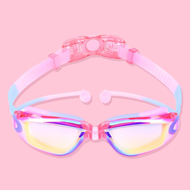 Swimming goggles for children, electroplated swimming goggles, myopia swimming goggles for boys and girls, anti-fog high-definition swimming goggles,