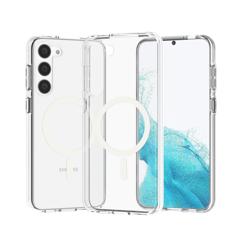 The New Samsung S23Plus Flash Powder Magnetic Mobile Phone Case Is Suitable for S23plus Terminator Transparent Anti-drop Protective Case.