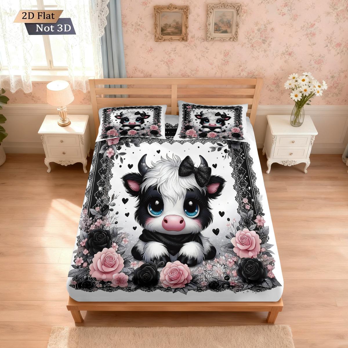 

Comforter 3 Valentine S Day Highland Cow Print Coreless Bed Multi Size Soft Bed Bedroom Bedding Decoration Machine Washable Comforter (quilt)-EU Single(135*200cm)3pcs