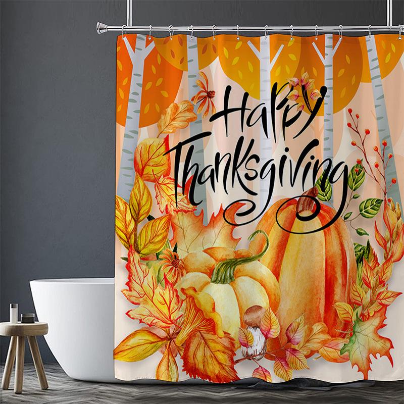 

Halloween Maple Leaves Washable Dirt-Resistant Shower Curtain Shower Head Waterproof Polyester Bath Curtain For Home Decor W60H190(CM)-1 Pcs