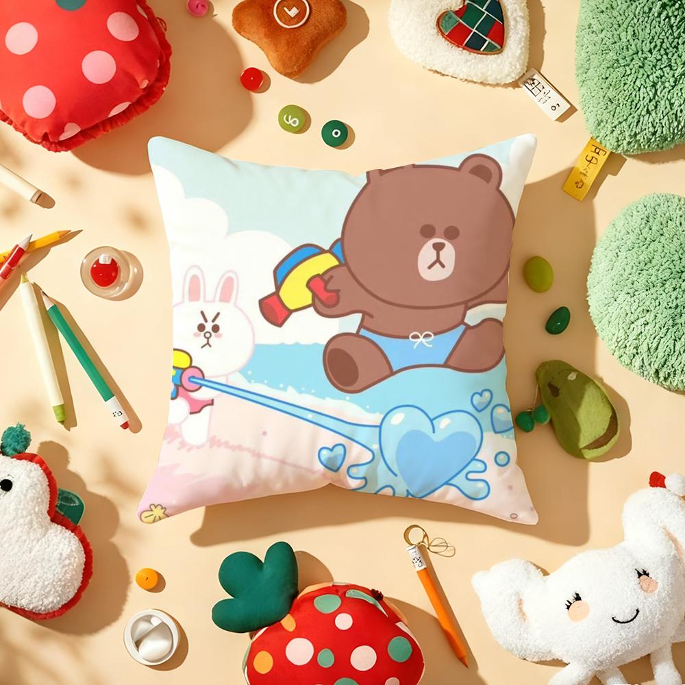 Kingdom L-Line F-Friends Pillow Case Plush Fabric Soft Double-Sided Printed Sofa Warm Winter Home Gift Cushion Cover