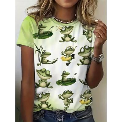Śmieszny T-shirt 3D Harajuku Damskie T-shirty Kreskówkowy Kot Modny Top T-shirt Casual z Krótkim Rękawem Okrągły Dekolt Oversize Odzież Damska