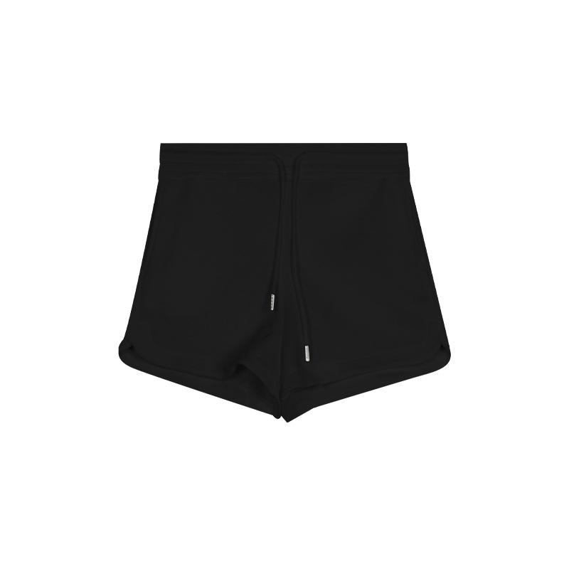 2025 Women's Summer High Waist Slimming Loose Straight-Leg Drawstring Shorts - Black Casual Versatile Sportswear