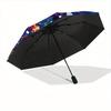 1pc Star Confetti Automatic Open/close Folding Compact Umbrella, 8-Rib Sturdy Canopy, Lightweight Portable, Everyday Use, Gift,078
